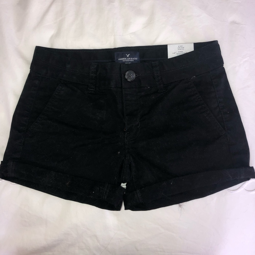 Black American Eagle High Waisted Denim Shorts